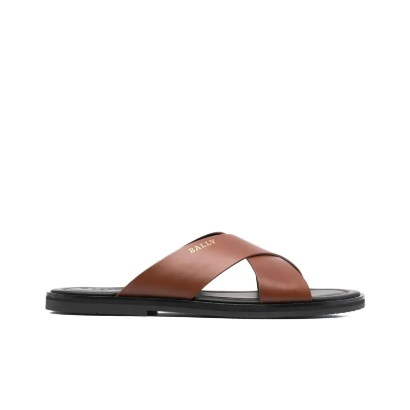 BALLY Rubber Sole Slip-Resistant Slide Slippers Men's Brown-1