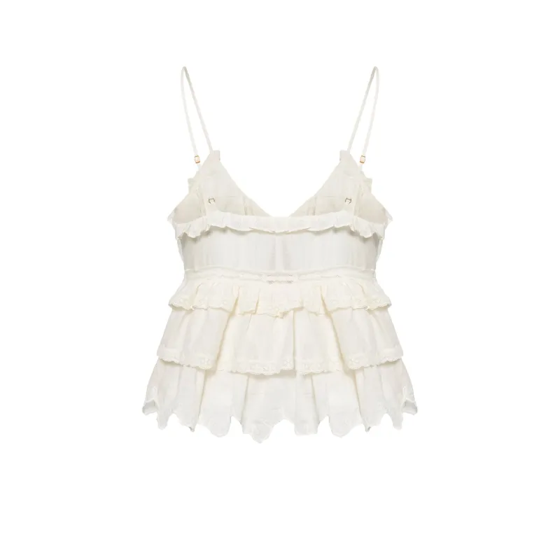 LOVESHACKFANCY Abbot Ruffled Cotton Top-1