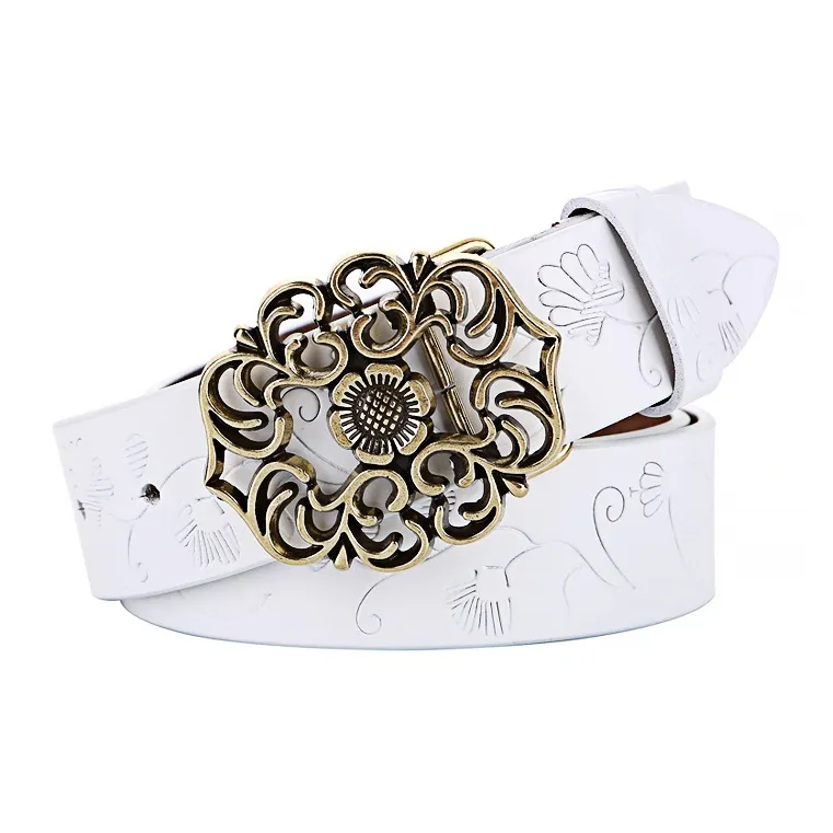 MUSTKOO Genuine Leather Wide Belt Vintage Plate Buckle Casual Versatile Leather Belts Women's-1
