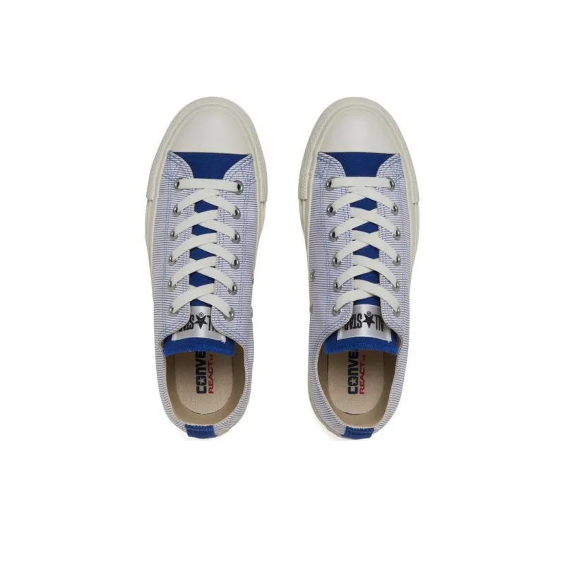 Converse All Star Anti Slip Wear Resistant Low Top Canvas Shoes Unisex White Blue Japan Version-2
