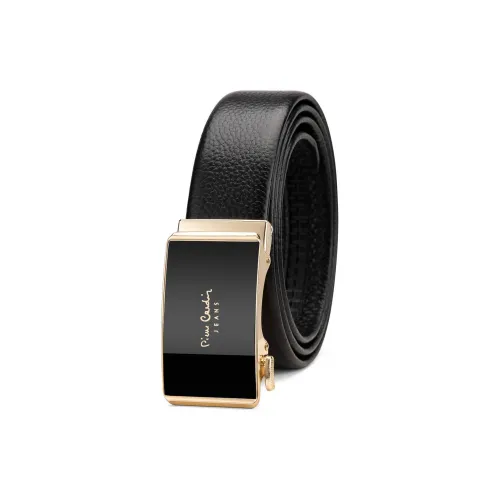 PIERRE CARDIN Cow Leather Automatic Buckle Belt Width 3.5 Cm Men's Black 3.5cm