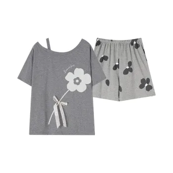 CAIHENGTONG Spring And Summer Pajama Set Women's Gray