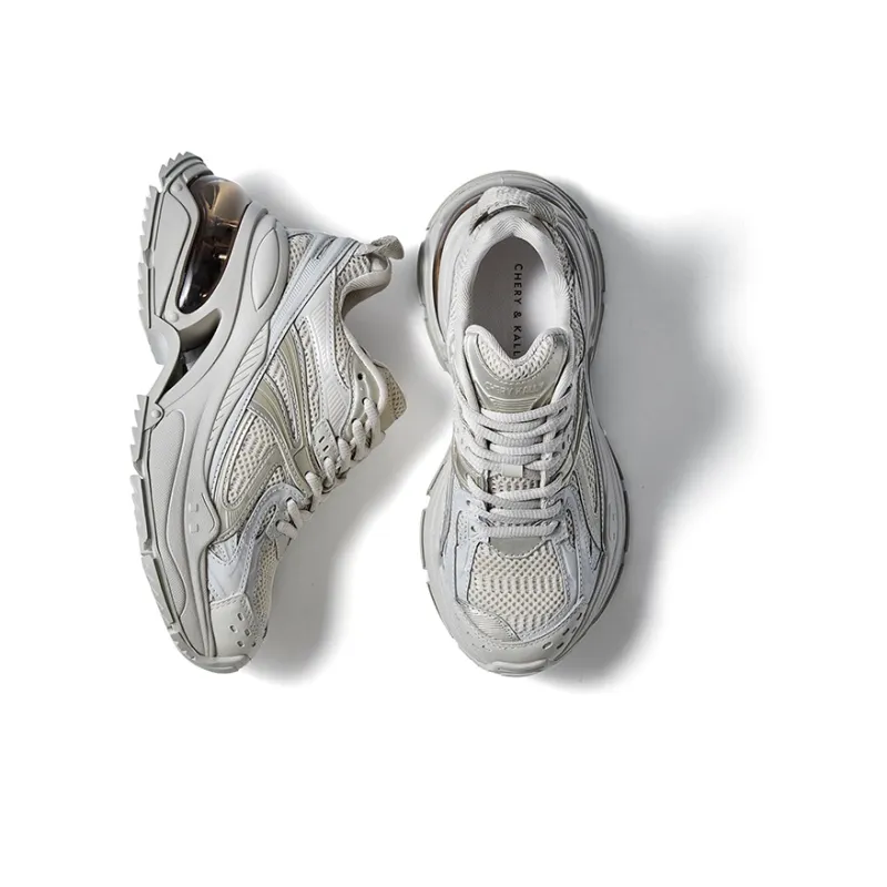 CHERYKALLY Chunky Sneakers Women's Low Top Ecru-4