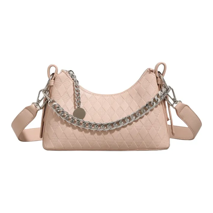 PESASRIE PU Crossbody Bag Handbag Shoulder Bag Regular Women's Black/Ecru/Light Pink-12