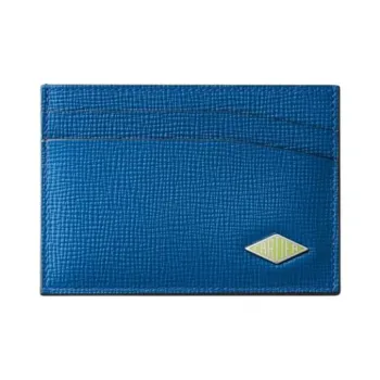 CARTIER Grained Calfskin Card Holder Unisex Sea Blue