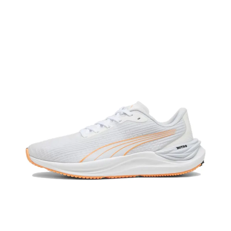 PUMA Electrify Nitro 3 Slip Resistant Low Top Running Shoes Women's White Gray Orange-0