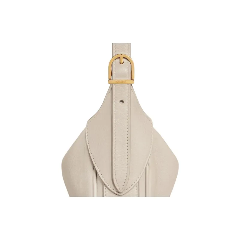 CELINE Romy Collection Soft Cowhide Shoulder Bag Handbag Medium Size Women's Light Stone Color-2