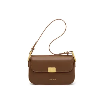 CinvaiKrose Cow Leather With Synthetic Leather Shoulder Bag, Crossbody Bag Small Size Women's Brown/Ecru/Black