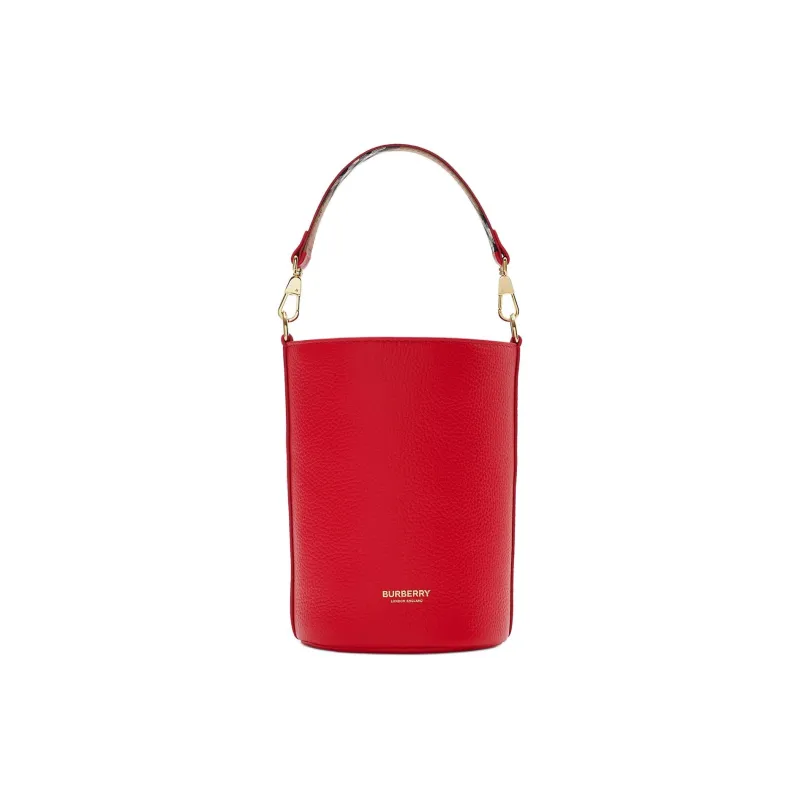 Burberry Grain Calfskin Bucket Bag, Handbag, Shoulder Bag, Crossbody Bag Trumpets Women's Bright Red-1