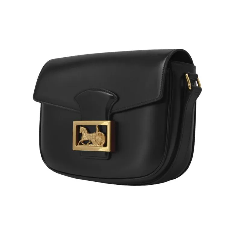 CELINE Leather Box Bag Crossbody Bag Shoulder Bag Women's Black-1