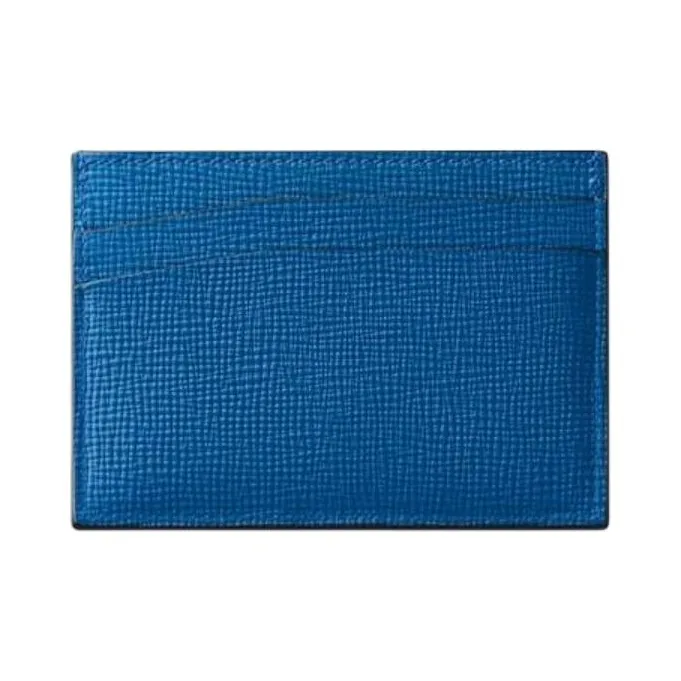 CARTIER Grained Calfskin Card Holder Unisex Sea Blue-1