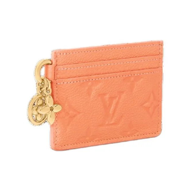 LOUIS VUITTON Leather Card Holder Women's Apricot-1