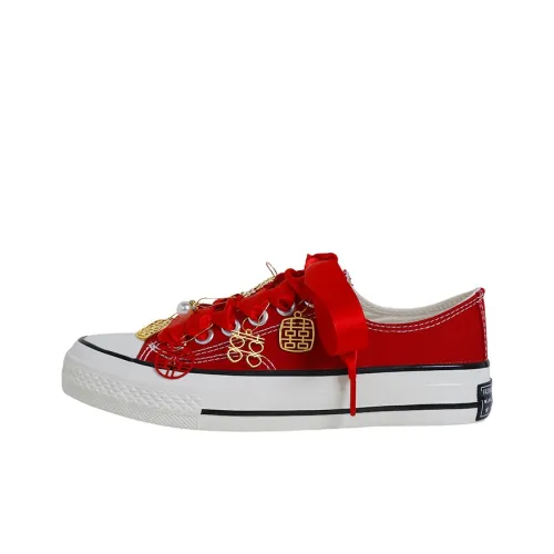 OYNN New Freshman Series Canvas Shoes Women's Low-Top Red