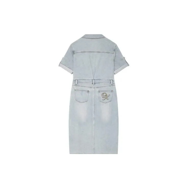DKNY Short Sleeved Dress Women's Medium Blue-1