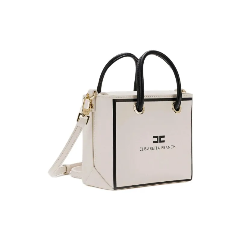Elisabetta Franchi Polyester Blend With Polyurethane Shoulder Bag Crossbody Bag Handbag Women's Cream & Black-1
