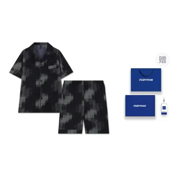 Floating Light Islands Pajama Set Men's Gift Box Set Black