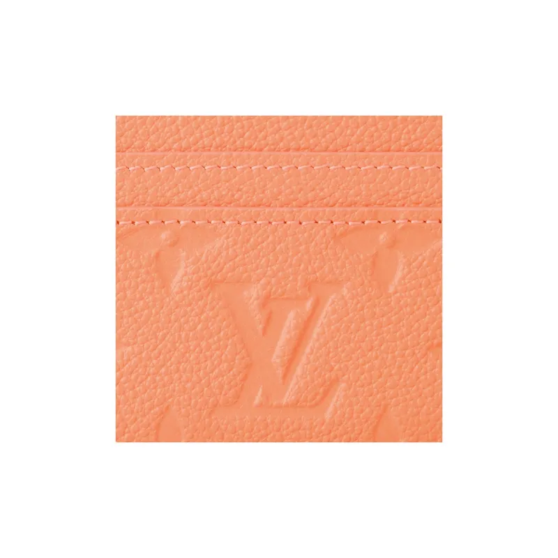 LOUIS VUITTON Leather Card Holder Women's Apricot-5