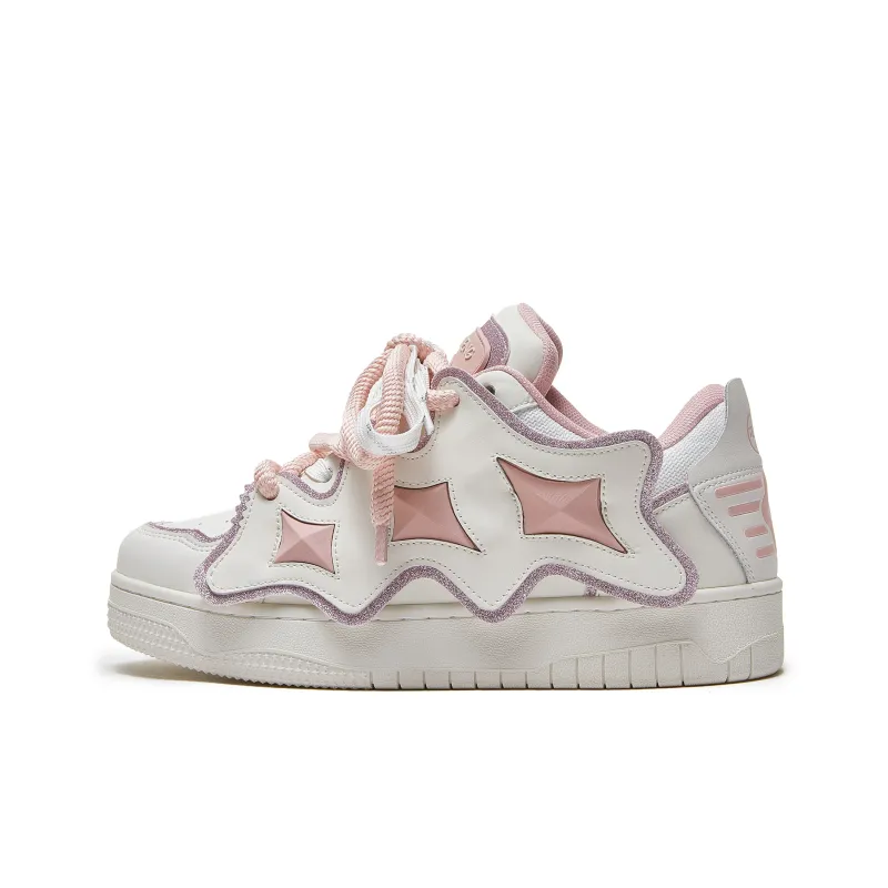 Hong Kong Meng Skateboard Shoes Unisex Low Top White/Pink-5