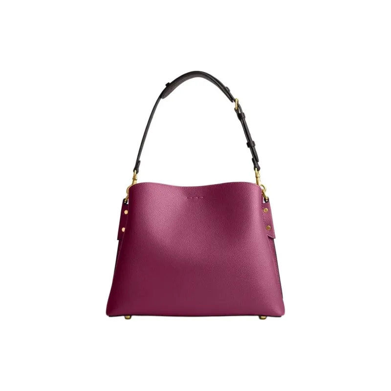 COACH Willow Polished Grain Leather Bucket Bag, Handbag, Shoulder Bag Women's Purple-2