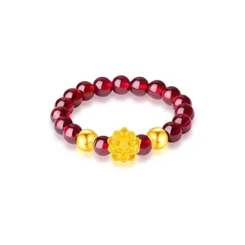 Double Happy Dragon Phoenix Gold Ring Women's