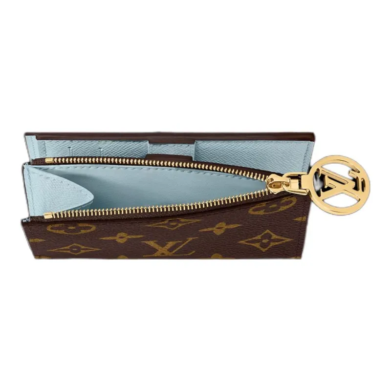 LOUIS VUITTON Lisa Canvas Wallet Women's Brown & Light Blue-3
