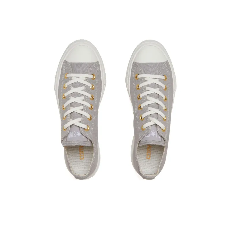 Converse All Star Light Plts Ge O Abrasion Resistant Breathable Low Top Canvas Shoes Women's Gray Japan Version-2