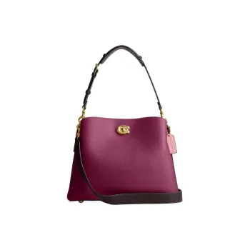 COACH Willow Polished Grain Leather Bucket Bag, Handbag, Shoulder Bag Women's Purple