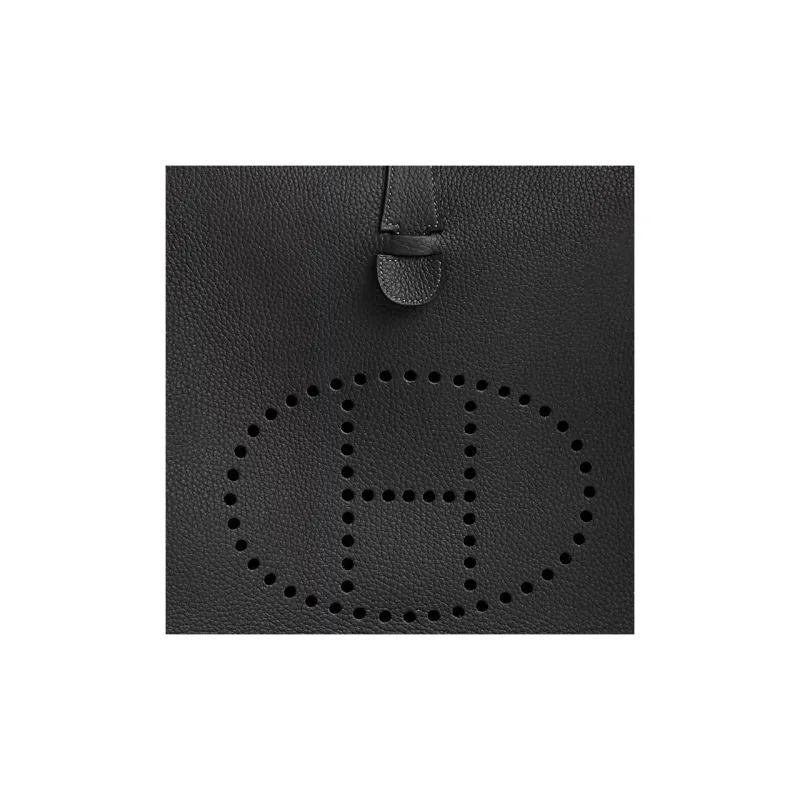 HERMES Evelyne Clemence Bullock Leather Shoulder Bag Crossbody Bag Women's Noir Black-4