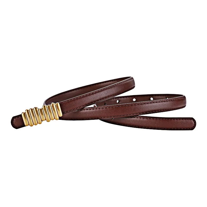 MUSTKOO Fashionable Versatile Genuine Leather Business Suit Decoration Thin Strap Leather Belts Women's Width 2.3cm-3