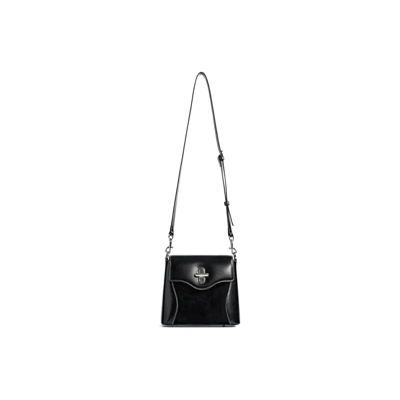 Cthulhu Cow Split Leather Modern Box Bag Patchwork Handbag Crossbody Bag Medium Size Women's Burgundy/Black-10
