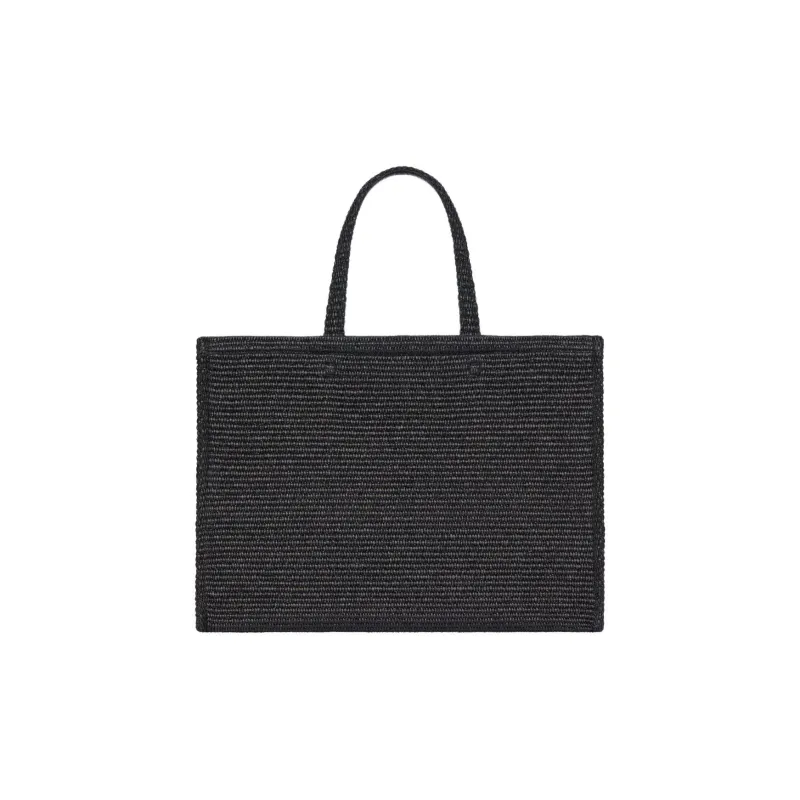Givenchy G Tote Raffia Tote Bag Shopping Bag Handbag Medium Size Women's Black-2