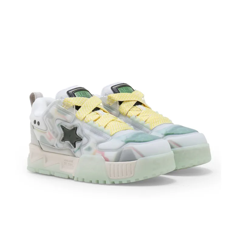 PAC MAN x STARTER Puffed Pixel Shoes Non slip Lightweight Low Top Skateboard Shoes Unisex White-2