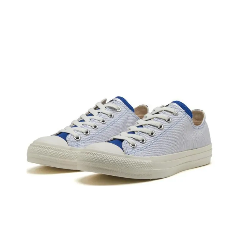 Converse All Star Anti Slip Wear Resistant Low Top Canvas Shoes Unisex White Blue Japan Version-1