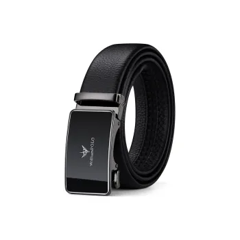 WilliamPOLO Cow Leather Top Grain Cow Leather Leather Belts Men's Silver Width 3.5cm