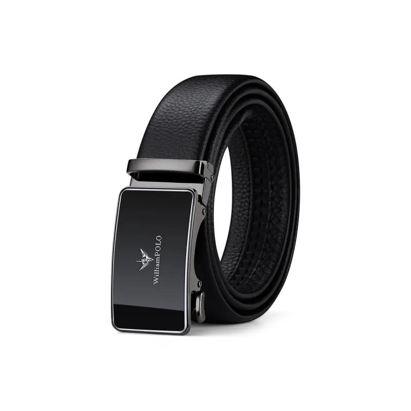 WilliamPOLO Cow Leather Top Grain Cow Leather Leather Belts Men's Silver Width 3.5cm-0
