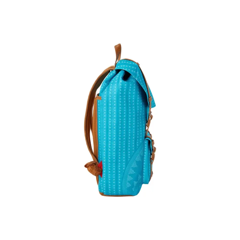 SPRAYGROUND Solid Color Leather Water-Resistant Fabric Backpack Unisex Turquoise-3