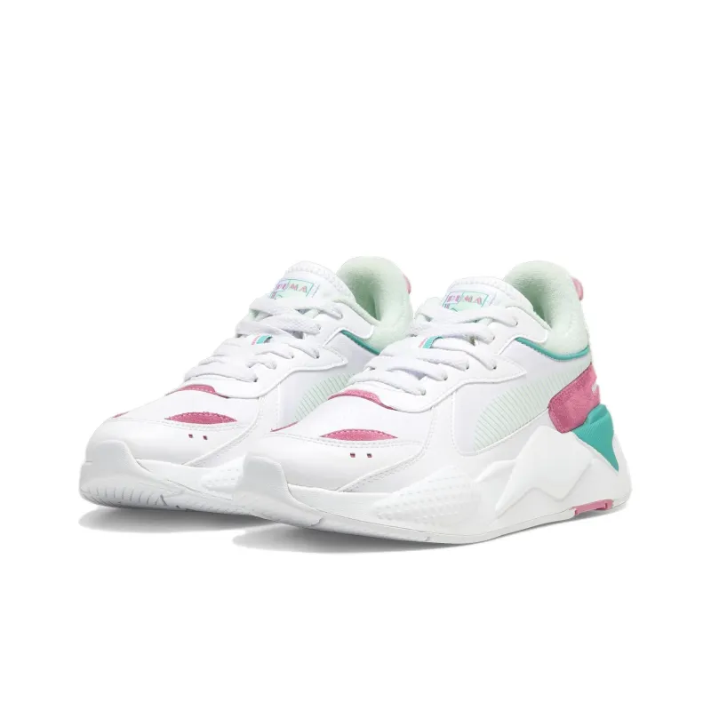 PUMA RS X Retro Resort Cushioning, Slip Resistant, And Abrasion Resistant Low Top Casual Shoes Women's White Pink Green-2
