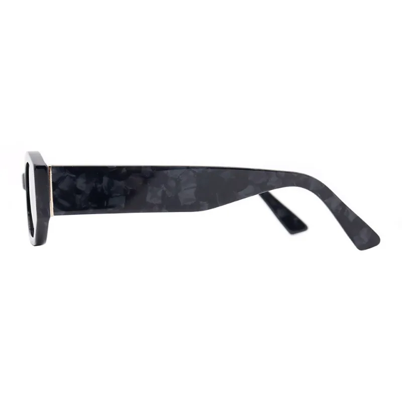 Pair Ponyo Plate Frame Square Sunglasses Unisex Gray Brown-2