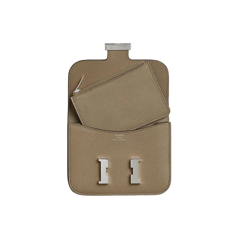 HERMES Constance Slim Evercolor Calfskin Fanny Pack Handheld Wallet Women's Malafa Beige-2