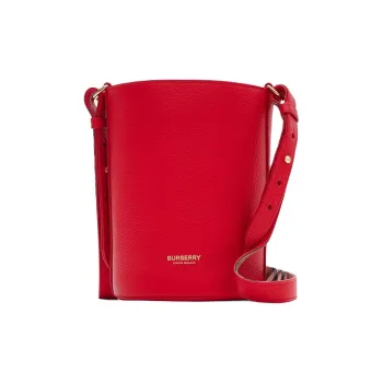 Burberry Grain Calfskin Bucket Bag, Handbag, Shoulder Bag, Crossbody Bag Trumpets Women's Bright Red