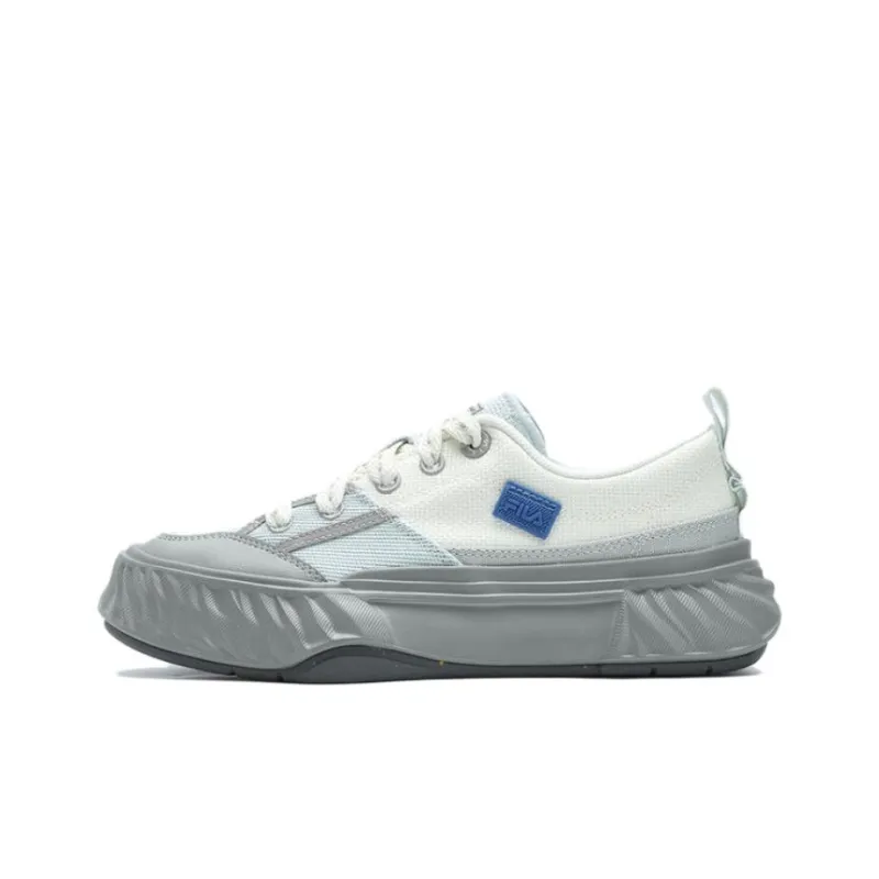 FILA Fosso Breathable Low-Top Canvas Shoes Women's White Gray-0