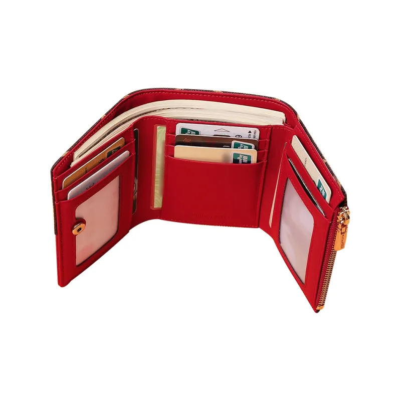 WilliamPOLO PVC Multiple Card Slots Card Holder Wallet With Zip Closure And Coin Pocket Regular Women's Multicolor-4