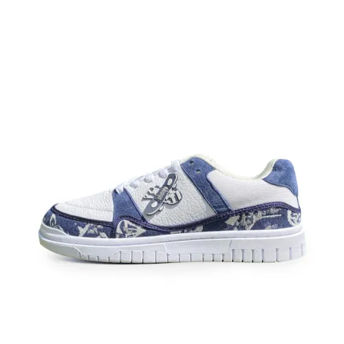 Shionpo Skateboard Shoes Unisex Low-Top Blue/White