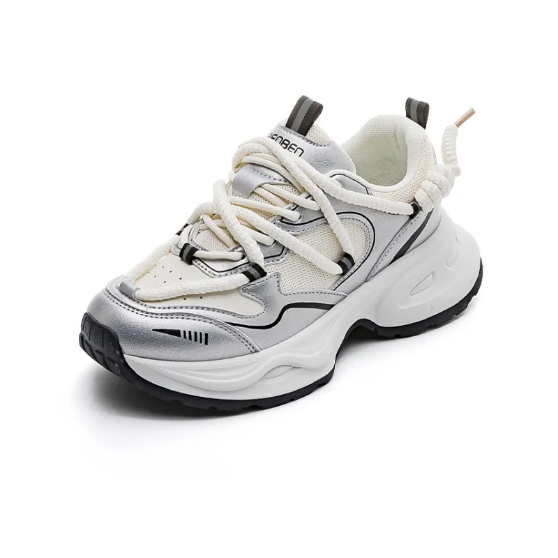 RENBEN Abrasion Resistant Breathable Coverage Balance Height Increasing Low Top Chunky Sneakers Unisex-2