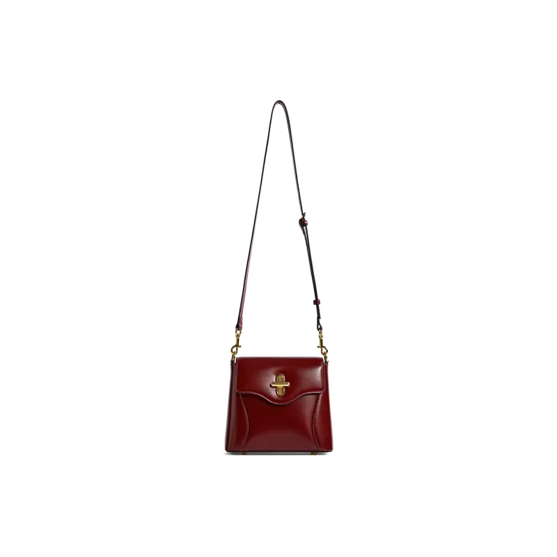 Cthulhu Cow Split Leather Modern Box Bag Patchwork Handbag Crossbody Bag Medium Size Women's Burgundy/Black-4