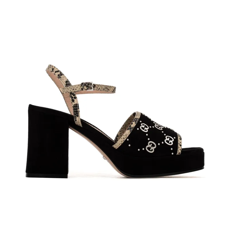 GUCCI 60mm Gg Suede Sandal Black Women's-1