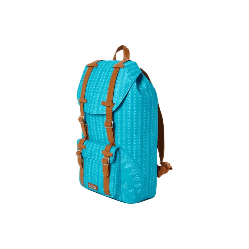 SPRAYGROUND Solid Color Leather Water-Resistant Fabric Backpack Unisex Turquoise-2