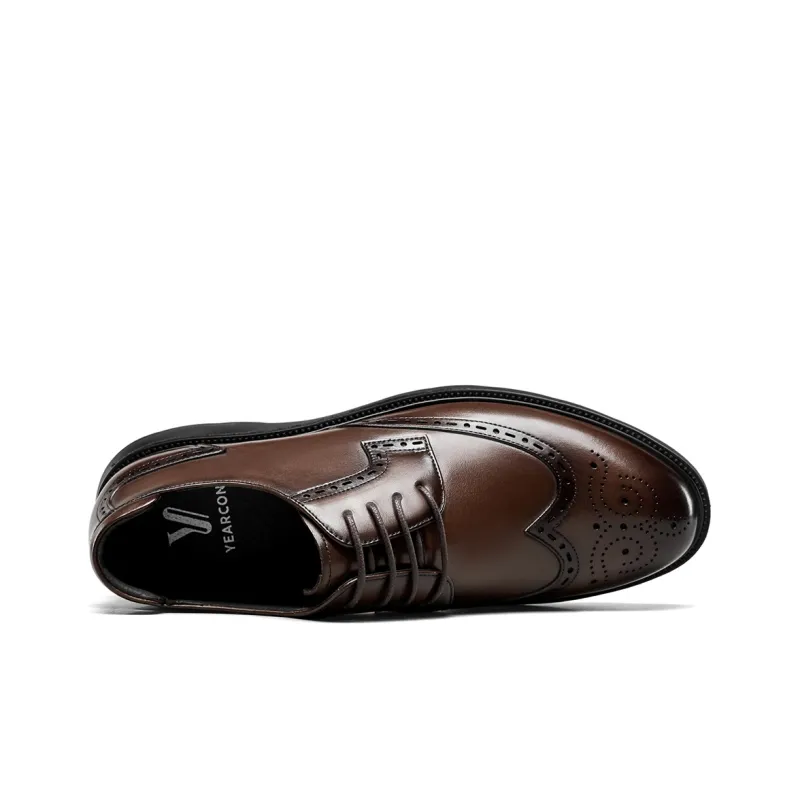 YEARCON Dress Shoes Men Low Top Brown-6