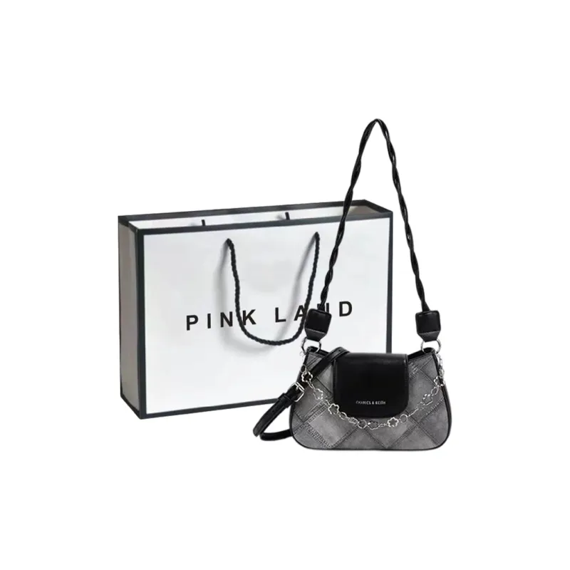 PINK·LAND PU Shoulder Bag Regular Women's Blue Black-3