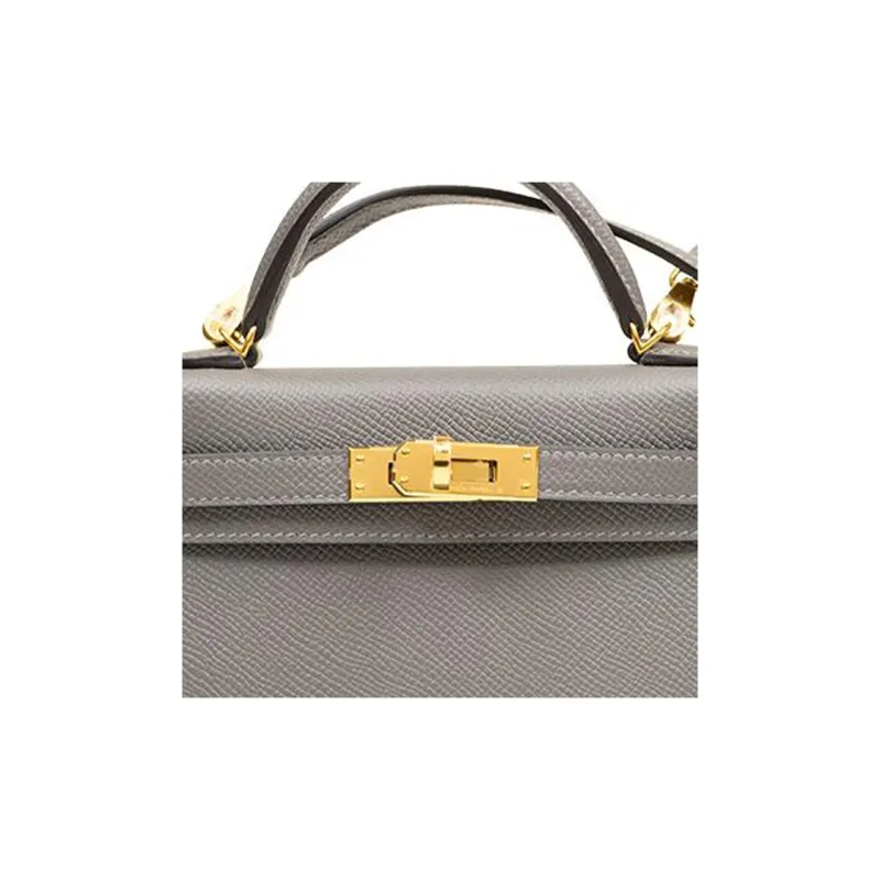 HERMES Mini Kelly Box Leather Kelly Bag Handbag Shoulder Bag Crossbody Bag Mini Women's 0L Grismeyer Cumulus Gray-4